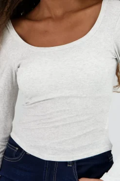 Blusa manga larga cuello redondo