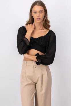 Blusa manga larga detalle amarre