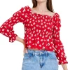 Blusa manga larga escote cuadrado detalle ligas