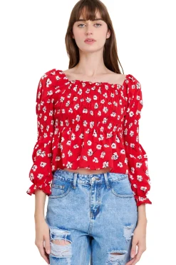 Blusa manga larga escote cuadrado detalle ligas
