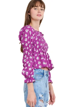 Blusa manga larga escote cuadrado detalle ligas