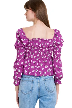 Blusa manga larga escote cuadrado detalle ligas