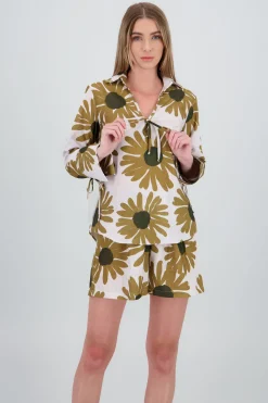 Blusa manga larga flores maxi