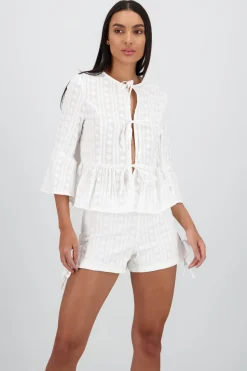 Blusa manga larga lazos detalle textura