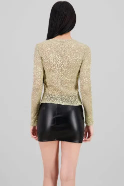 Blusa manga larga metalica