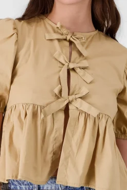 Blusa mangas abullonadas detalle moños