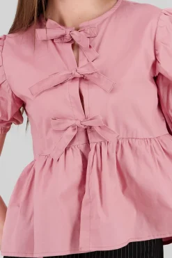 Blusa mangas abullonadas detalle moños