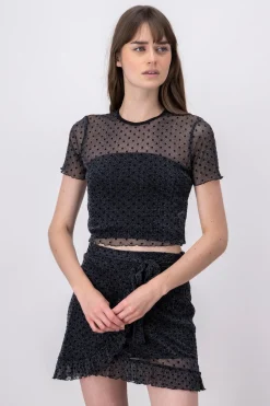 Blusa mesh polka dots brillos