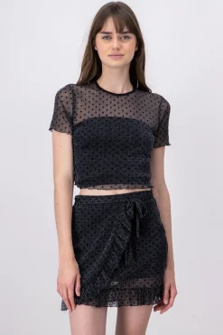 Blusa mesh polka dots brillos