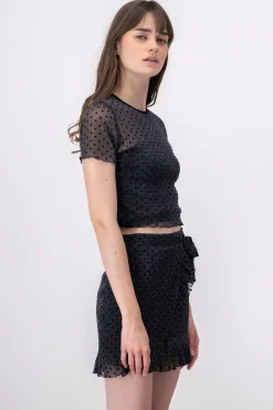 Blusa mesh polka dots brillos