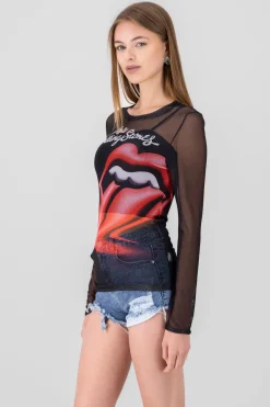 Blusa mesh rolling stones