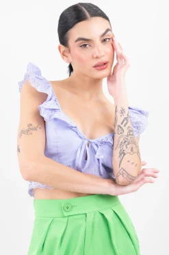 Blusa olán eyelet flores