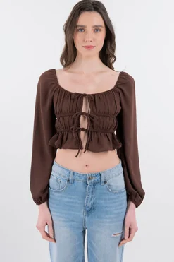 Blusa plisada cintas