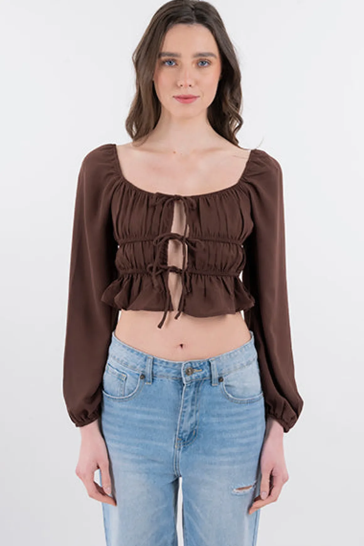 Blusa plisada cintas