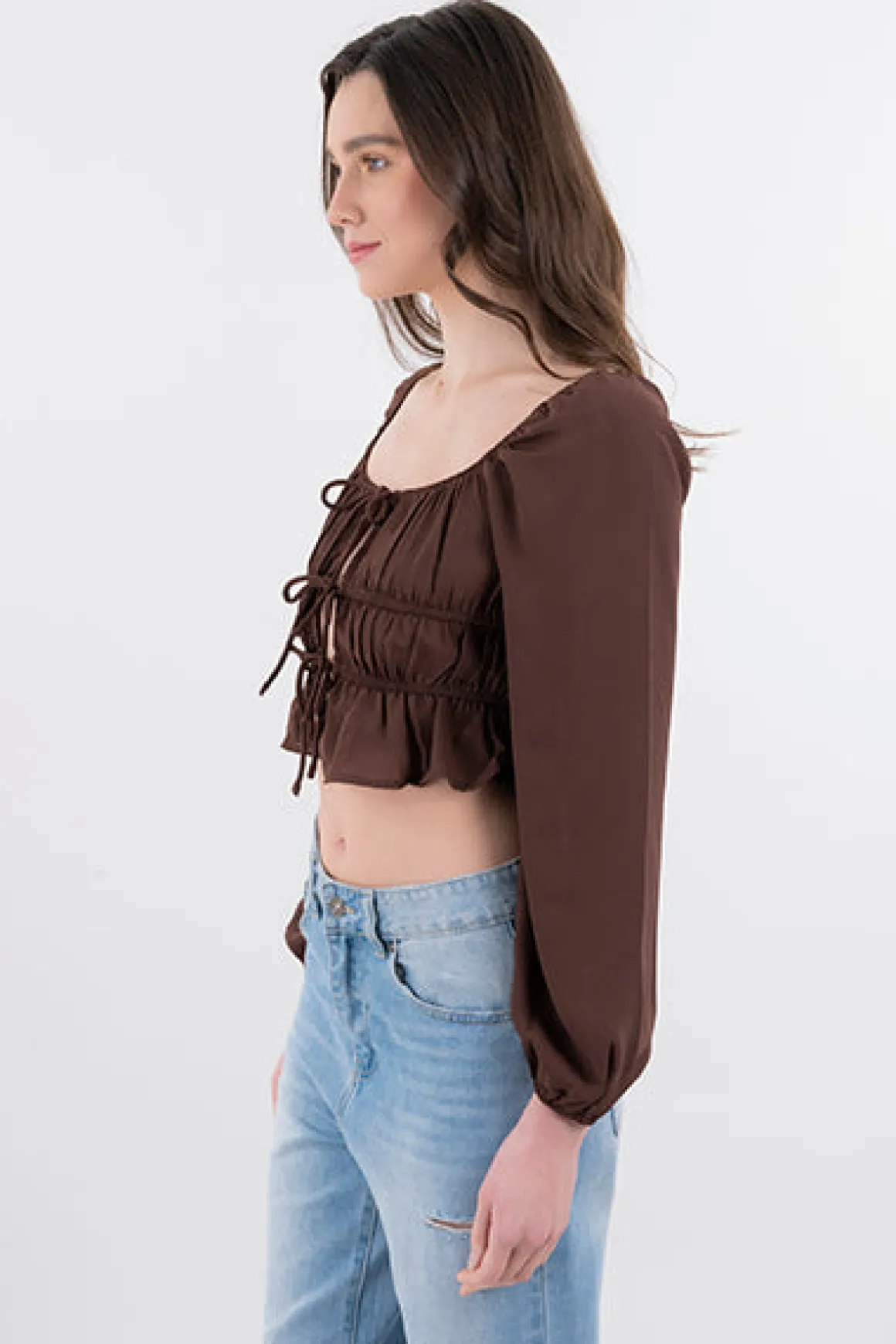 Blusa plisada cintas