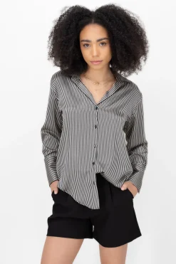 Blusa satin rayas manga larga Hypsters