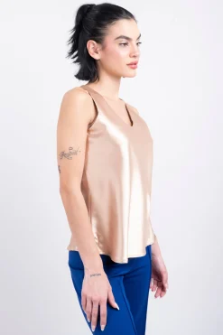 Blusa satín escote v