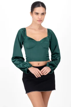 Blusa satín manga larga