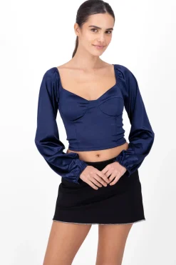 Blusa satín manga larga