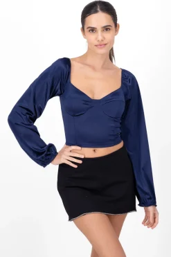 Blusa satín manga larga
