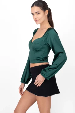 Blusa satín manga larga