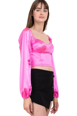 Blusa satín manga larga