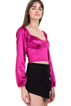 Blusa satín manga larga