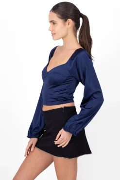 Blusa satín manga larga