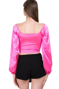 Blusa satín manga larga