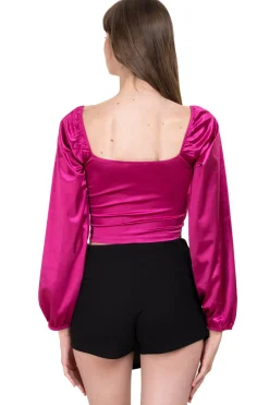 Blusa satín manga larga