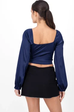 Blusa satín manga larga