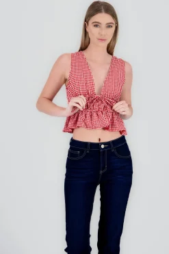 Blusa sin manga gingham