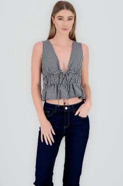 Blusa sin manga gingham