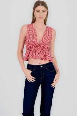 Blusa sin manga gingham