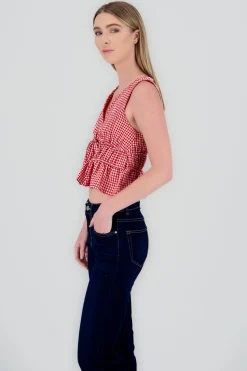 Blusa sin manga gingham