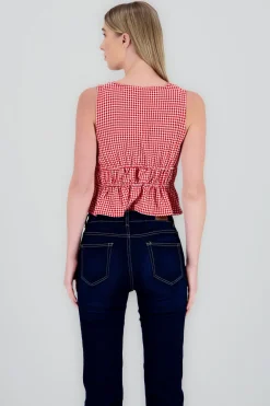 Blusa sin manga gingham