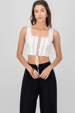 Blusa sin mangas con lace up encajes