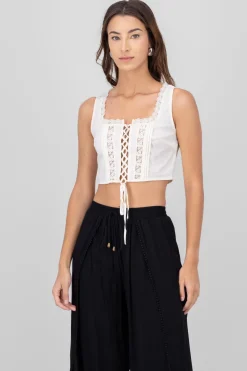 Blusa sin mangas con lace up encajes