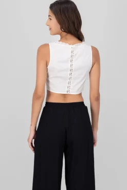 Blusa sin mangas con lace up encajes