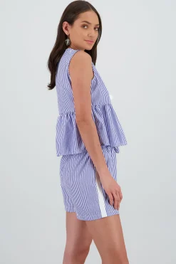 Blusa sin mangas detalle moño rayas