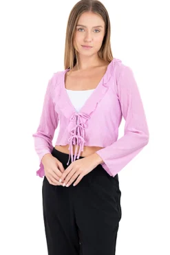 Blusa textura manga larga