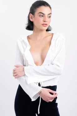 Blusa textura manga larga