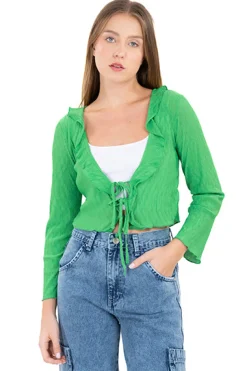 Blusa textura manga larga