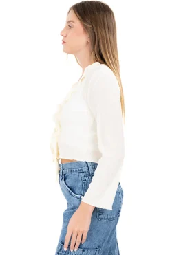 Blusa textura manga larga