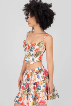 Blusa tipo corset estampada