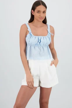 Blusa tirantes cuadros detalle encaje