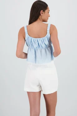 Blusa tirantes cuadros detalle encaje