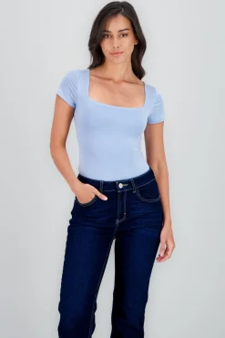 Body manga corta escote cuadrado