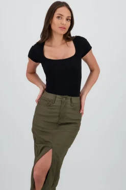 Body manga corta escote cuadrado