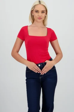 Body manga corta escote cuadrado